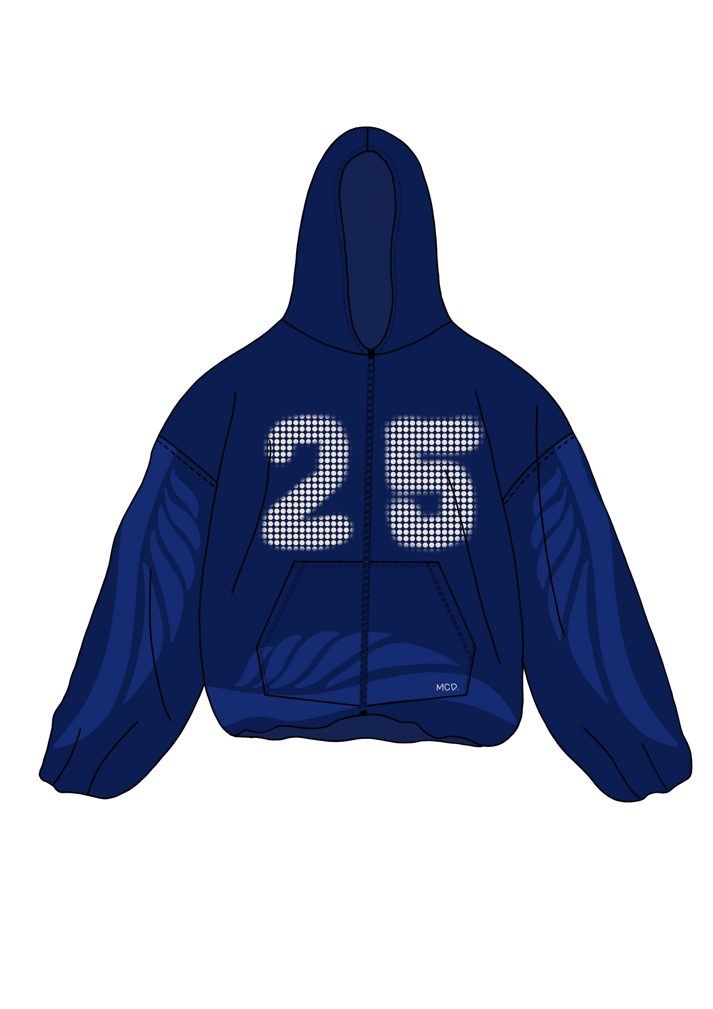 Oversize blue zipped hoodie