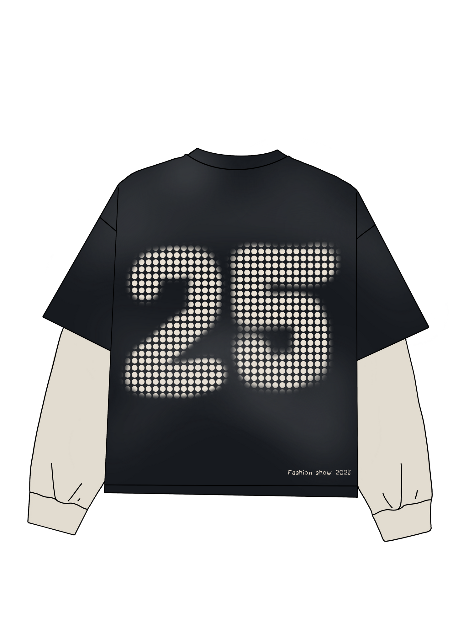 Oversized black long-sleeve T-shirt