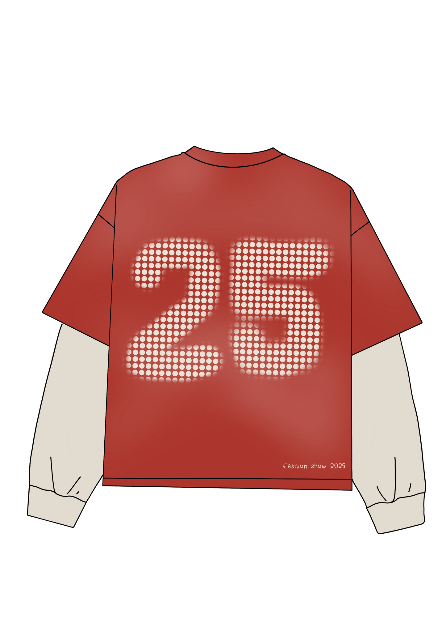 Oversized red long-sleeve T-shirt