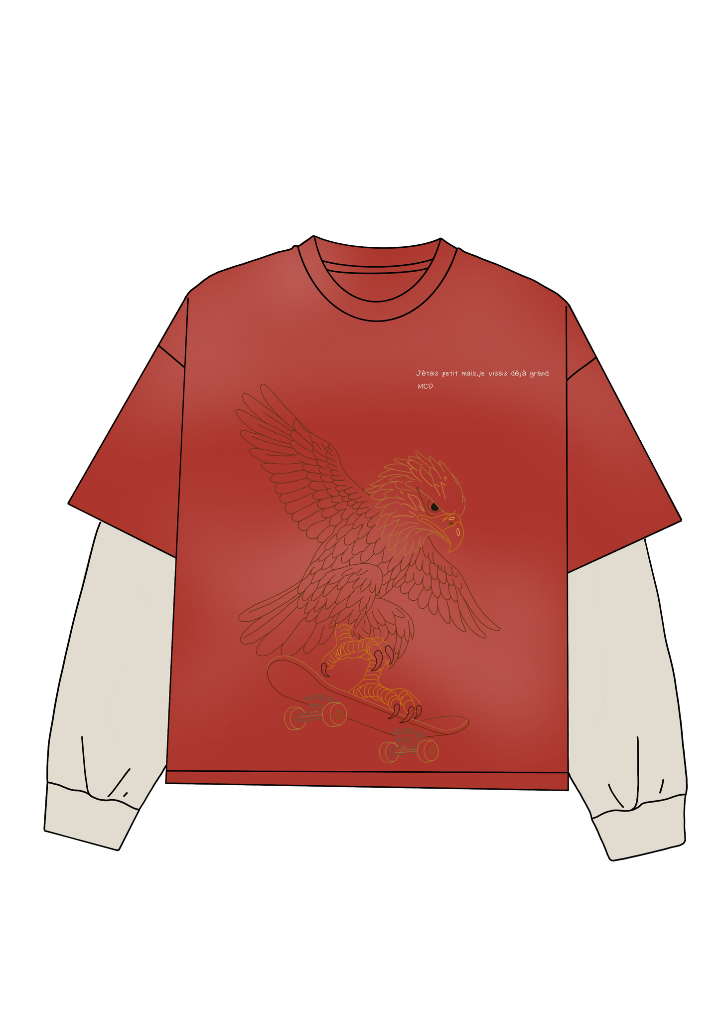 Oversized red long-sleeve T-shirt