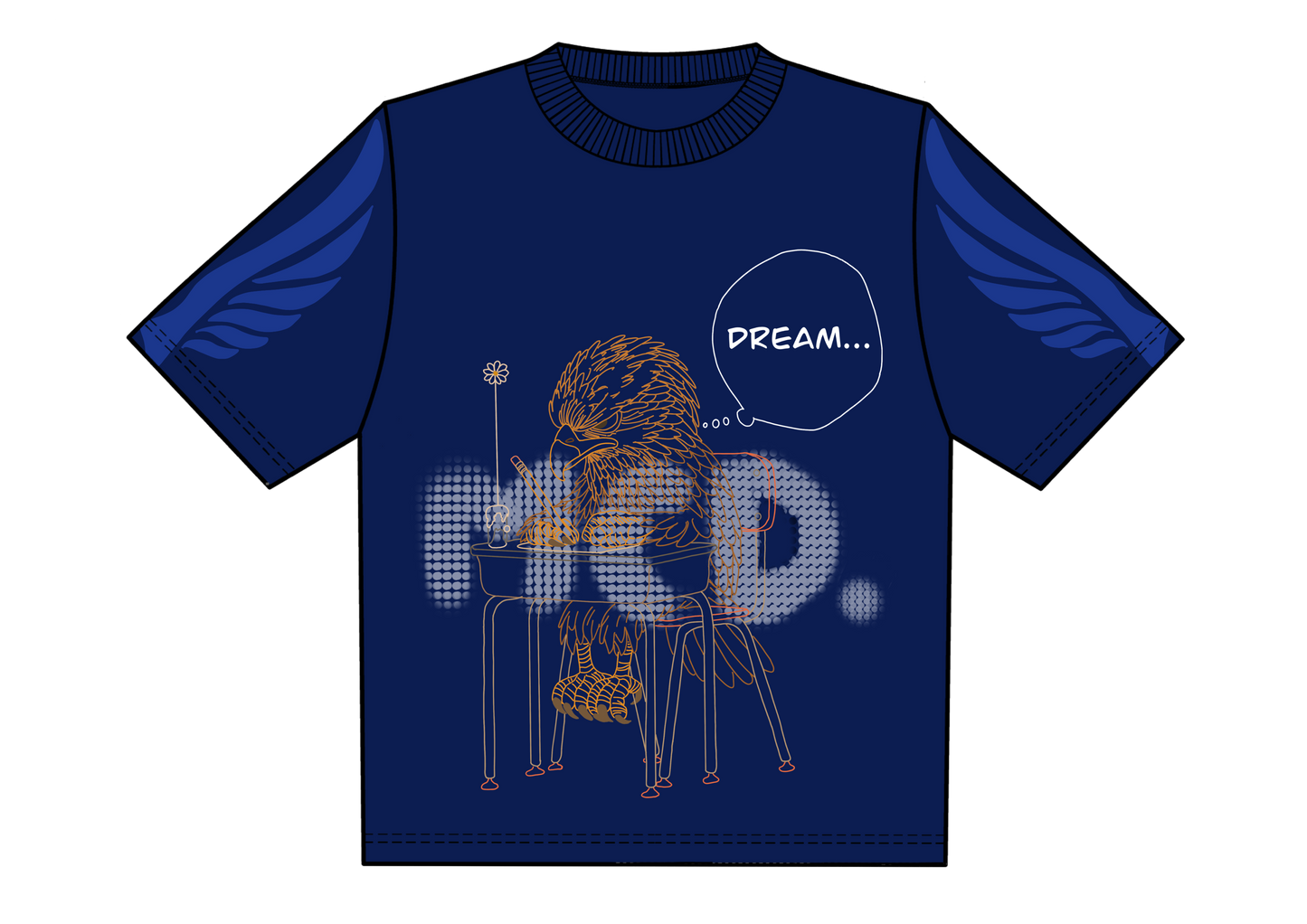 Oversized blue short-sleeve T-shirt