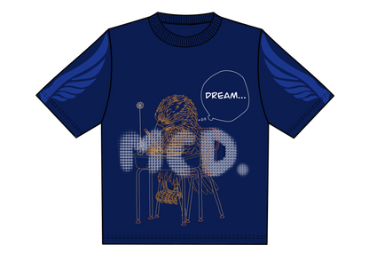Oversized blue short-sleeve T-shirt