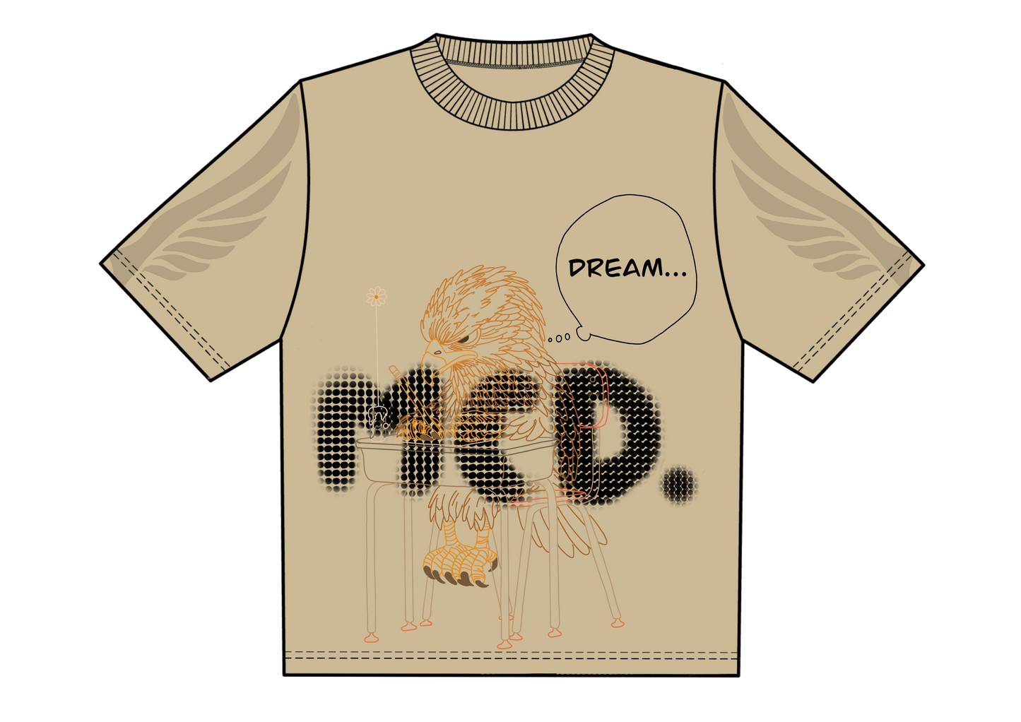 Oversized beige short-sleeve T-shirt