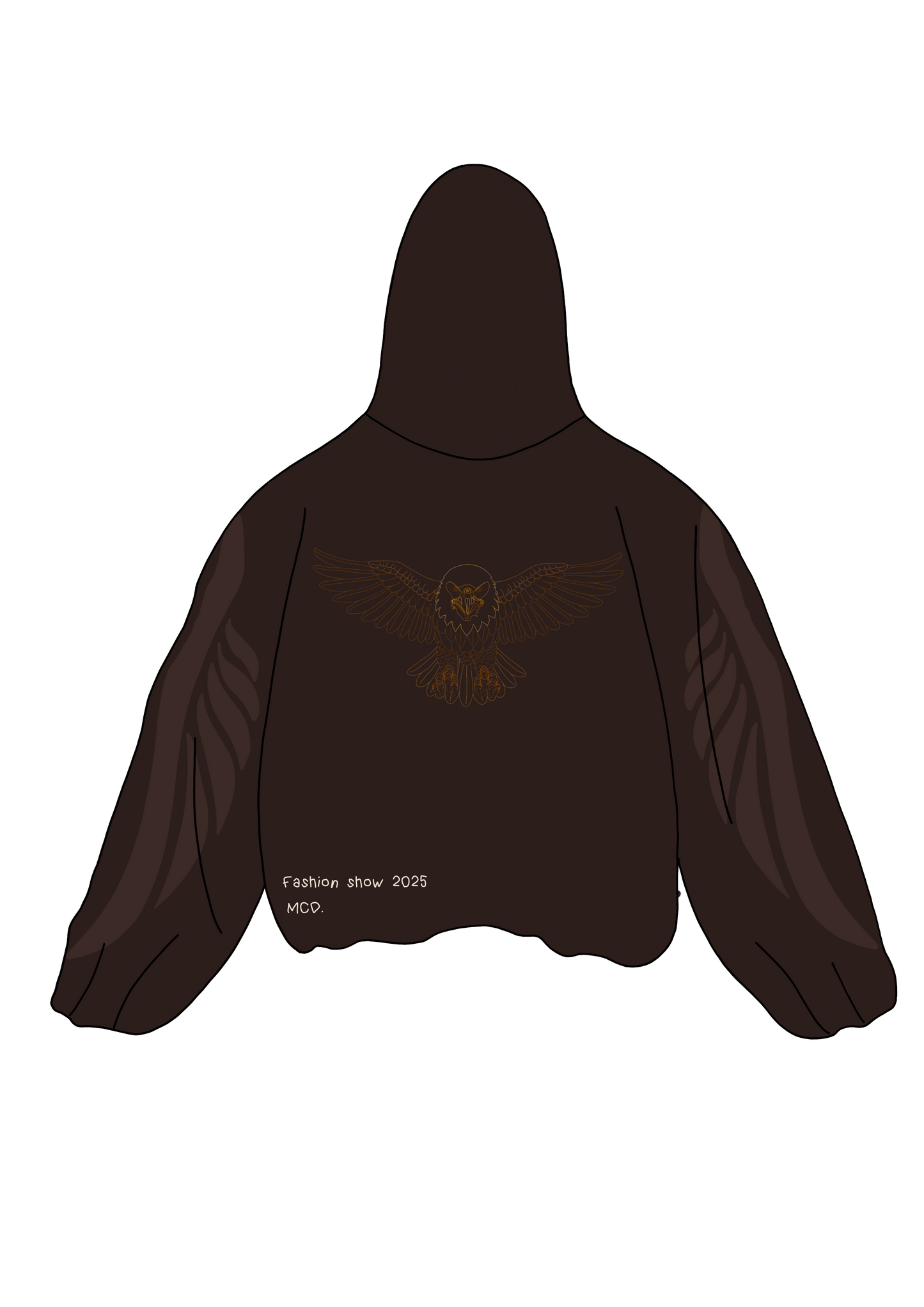 Sweat à capuche zippé marron oversize
