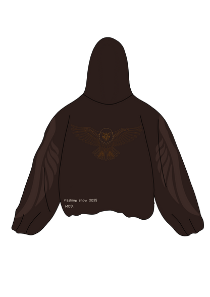 Sweat à capuche zippé marron oversize