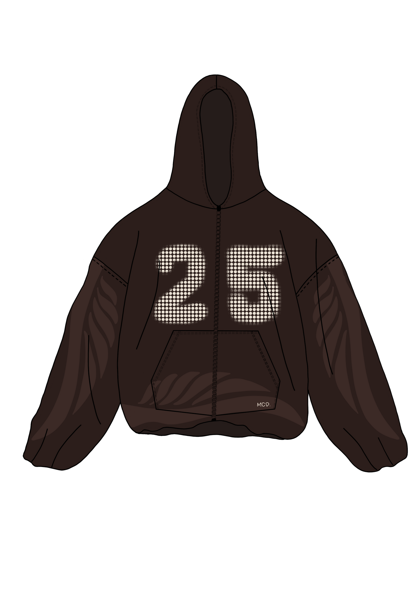 Sweat à capuche zippé marron oversize