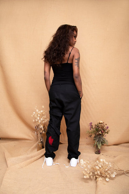 Black canvas work pant.